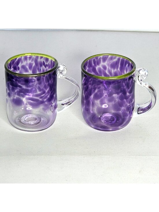 Handcrafted Other - 2 Vtg 1994 Signed Hand Blown Art Glass Mugs Pacific Northwest Studio Glass Polly